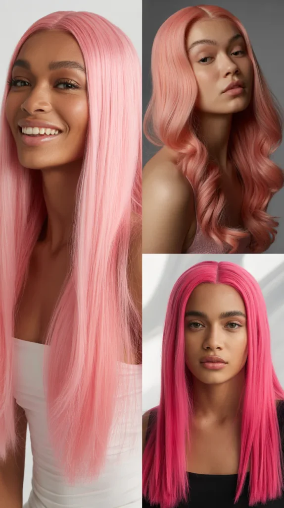 Long Straight Pink Wig