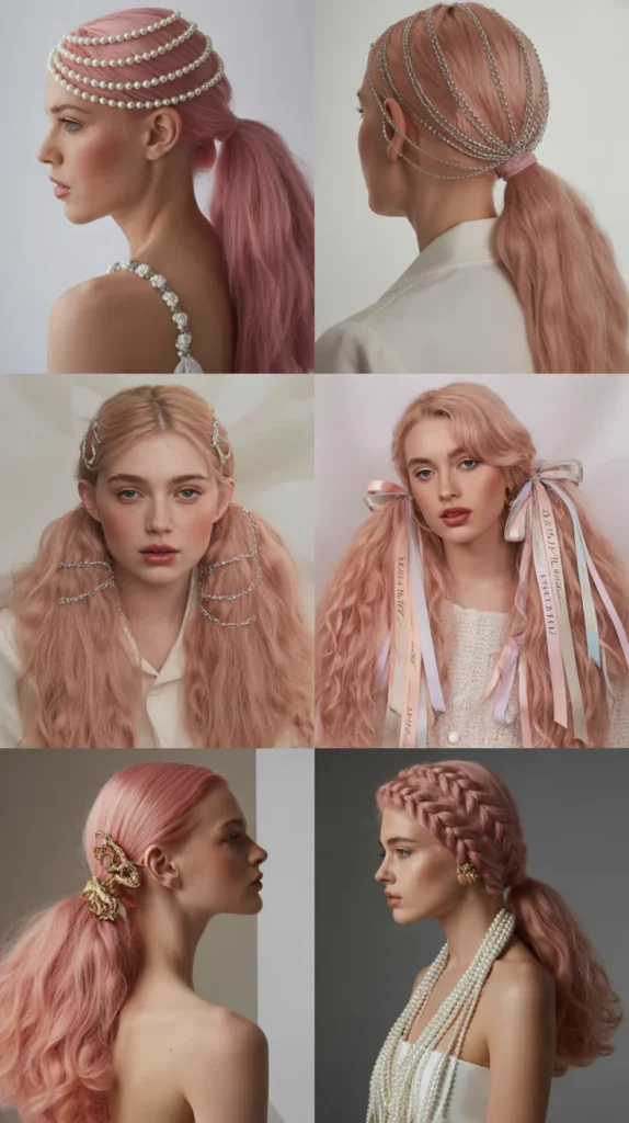 Sleek Ponytail with Pink Wig Accessories