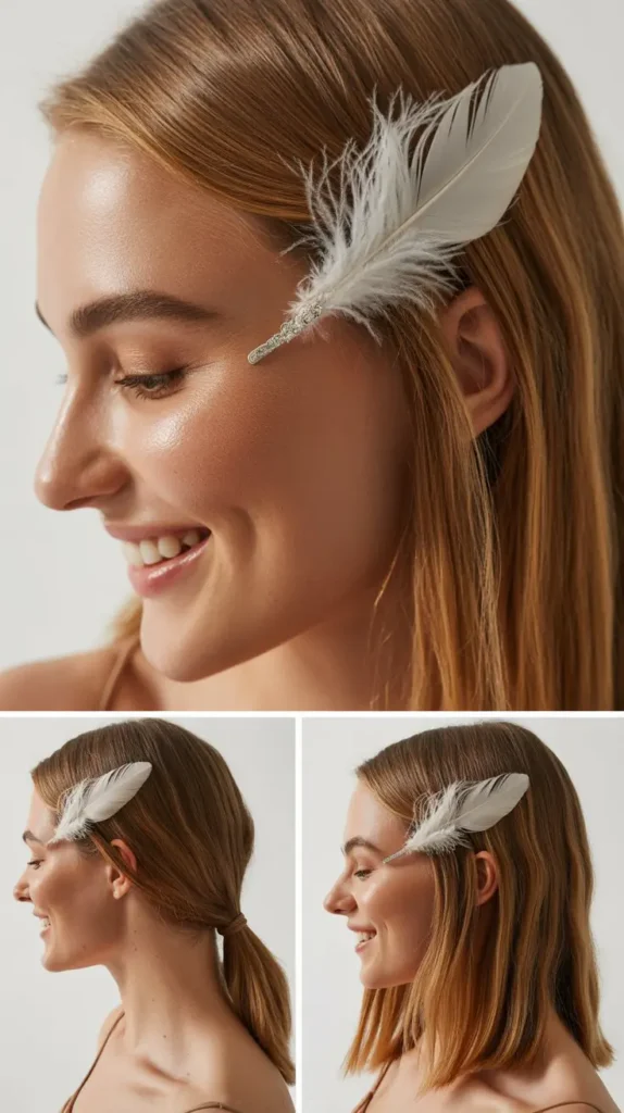 Sleek Straight Hair with a Feather Clip