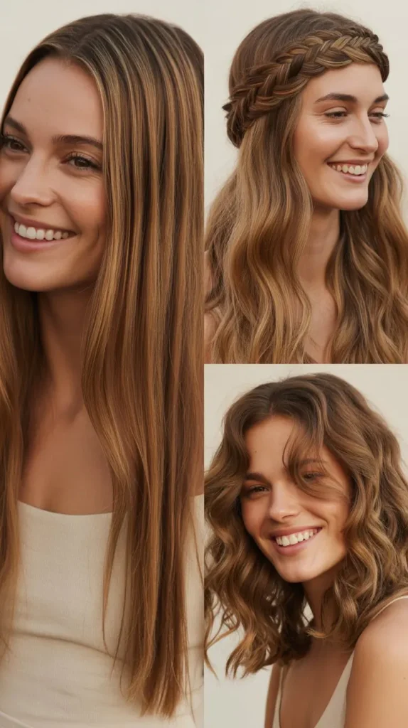 Sleek Straight Hair with a Statement Halo Braid