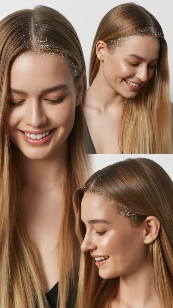 Sleek Straight Hair with Glitter Root