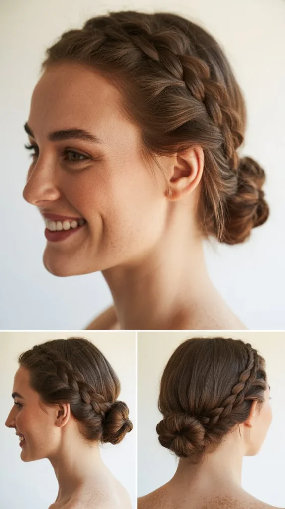 Dutch Braid into Low Bun