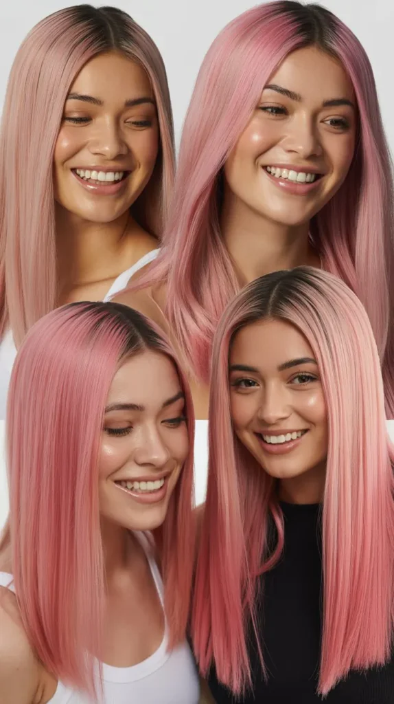 Rose Gold Straight Wig with Middle Part