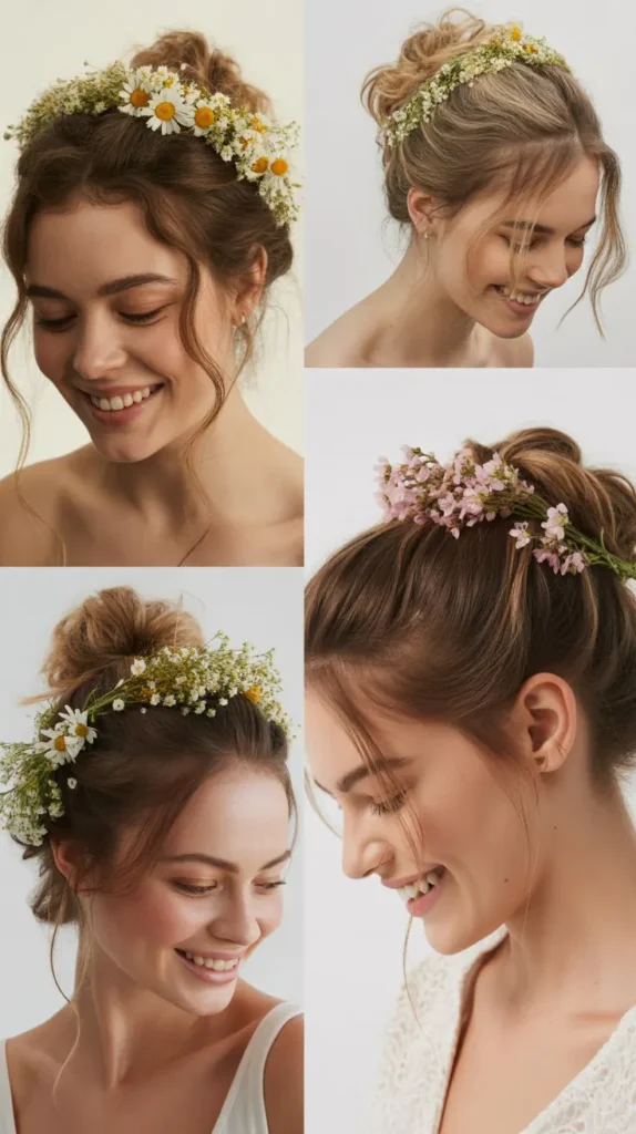 Messy Updo with Wildflowers