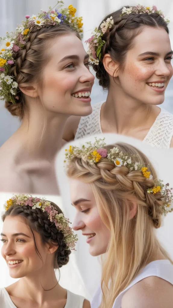 Braided Crown with Wildflower Clusters