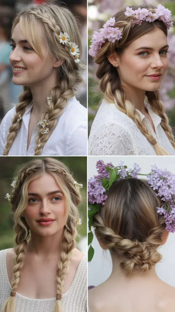 Twisted Rope Braid with Spring Florals