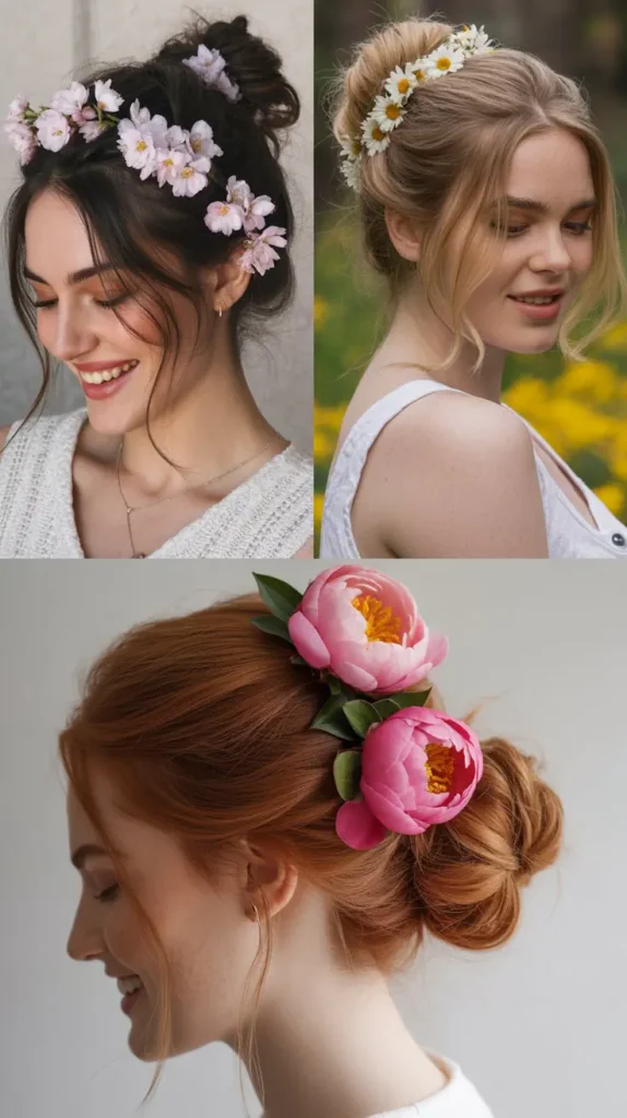 Flower-Embellished Space Buns