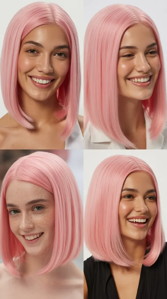 Classic Blunt-Cut Straight Pink Wig