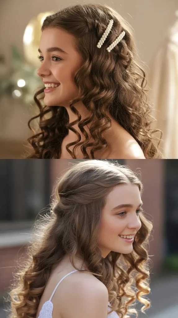 Half-Up with Barrel Curls