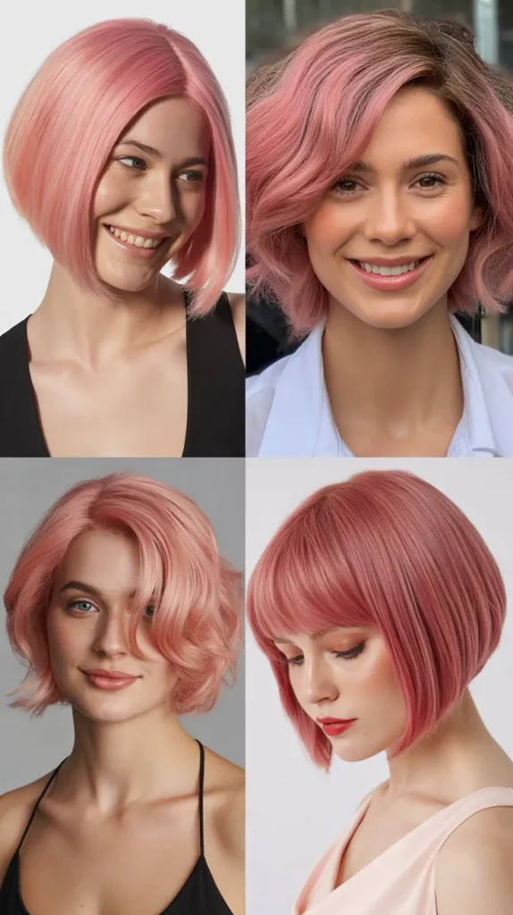 Asymmetrical Pink Bob Wig