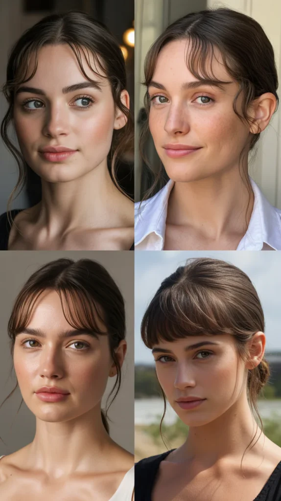 Pinned-Back Curtain Bangs Look