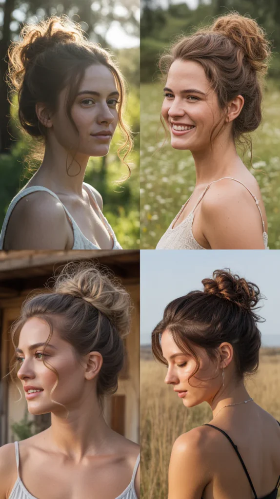 Loose Boho Bun With Tendrils