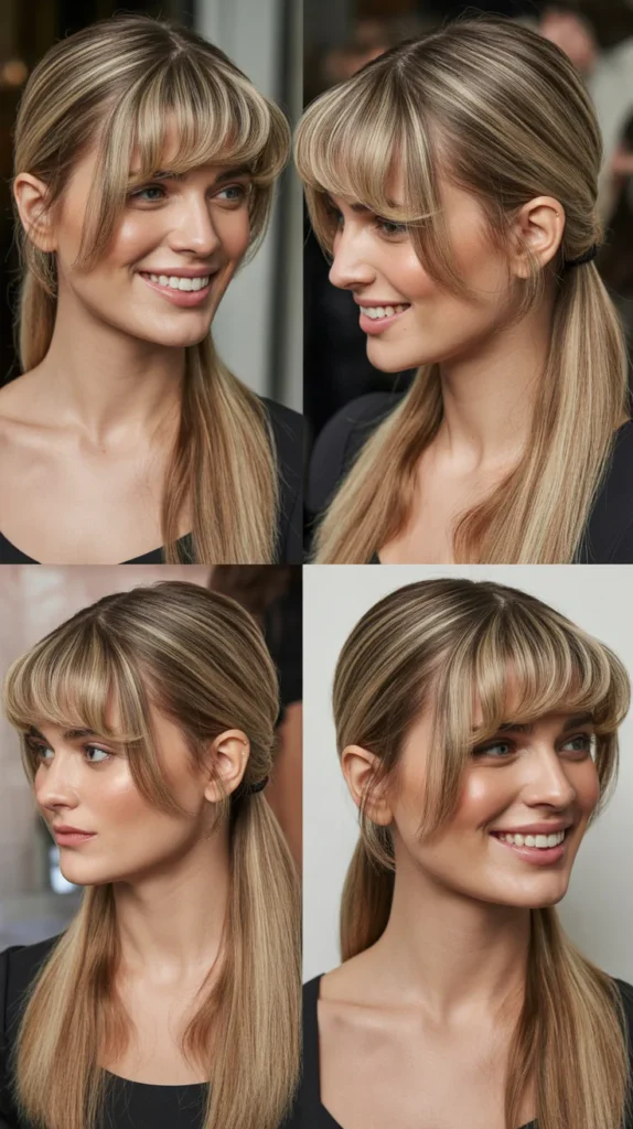 Curtain Bangs Pulled Back Look