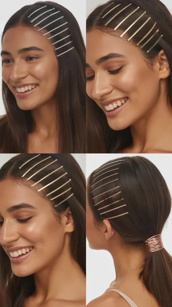 Sleek Straight Hair with Metallic Hair Tape