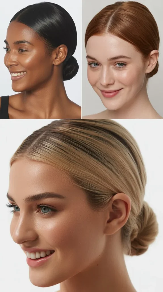 Low Sleek Bun with Center Part
