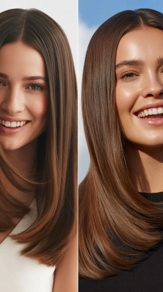 Sleek Middle Part with Long Straight Hair