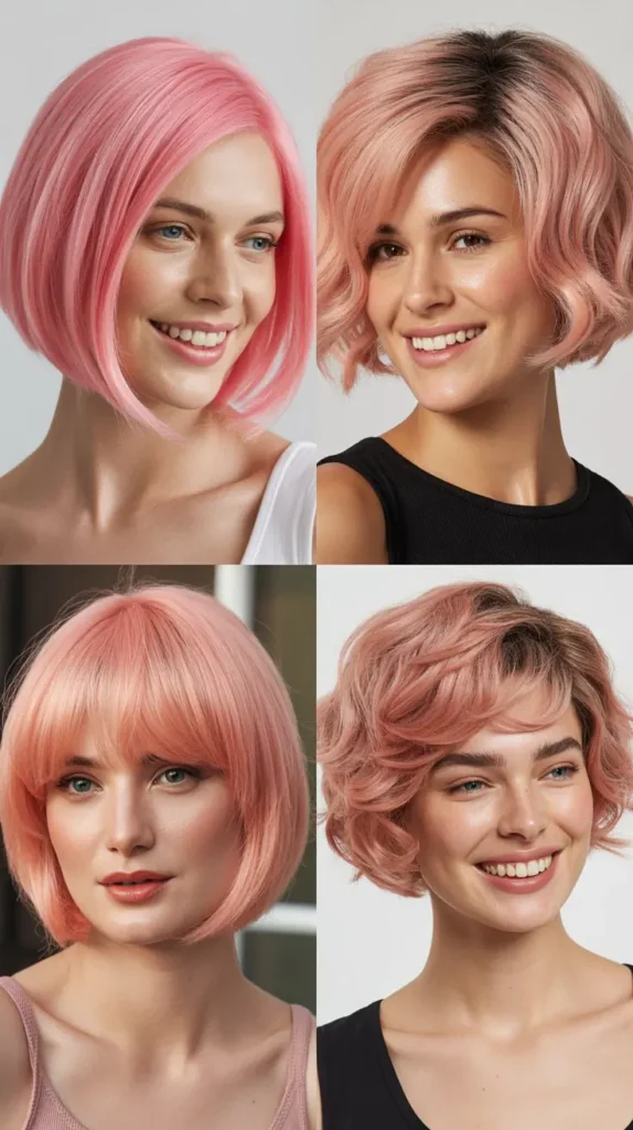 Textured Pink Bob Wig