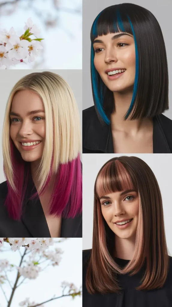 Straight Hair with Bold Color Block