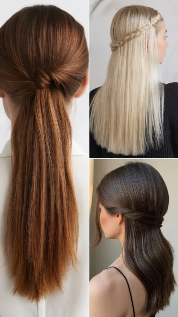 Half-Up Half-Down with Straight Hair