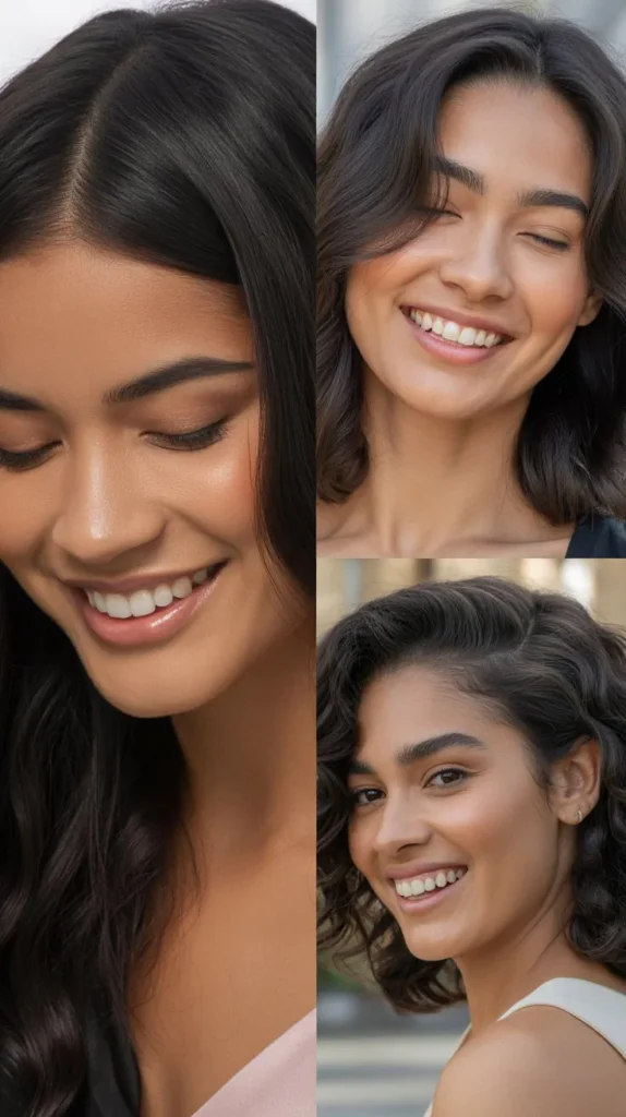 Sleek Straight Hair with a V-Part