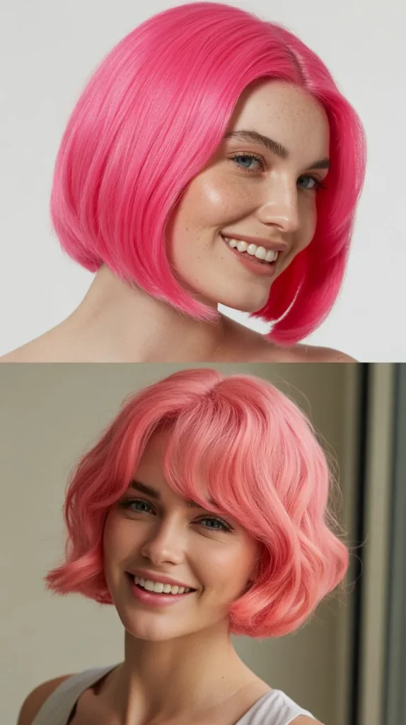 Hot Pink Blunt Cut Bob Wig