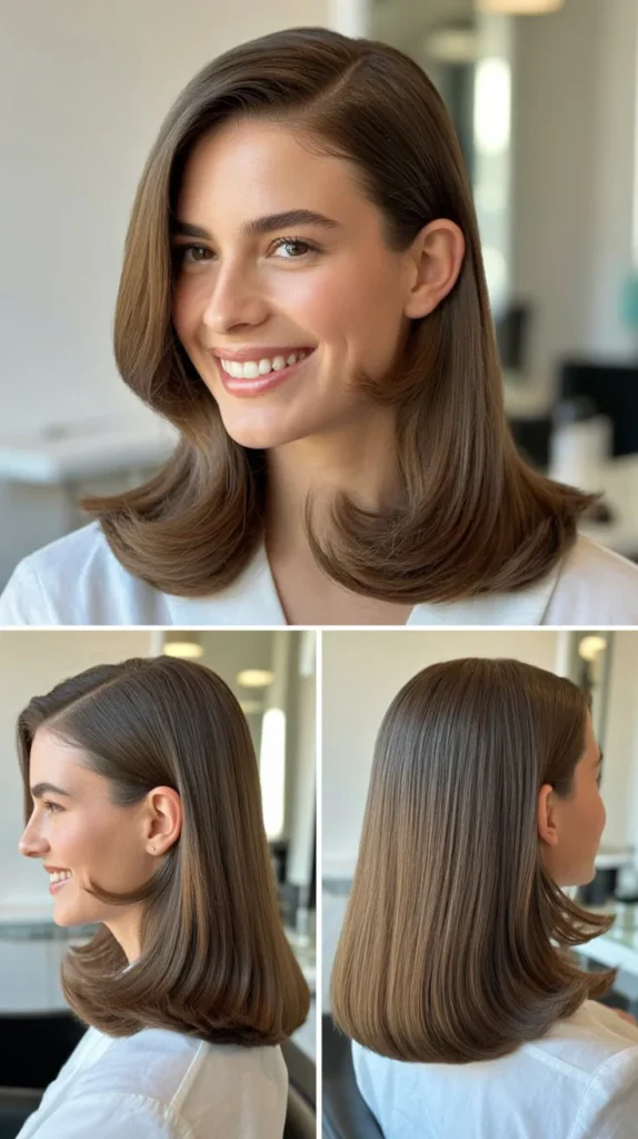 Sleek Straight Hair with Curtain Bangs