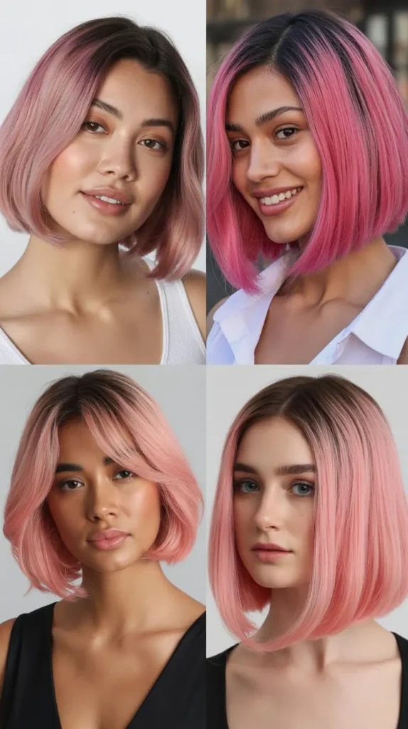  Pink Ombre Bob Wig