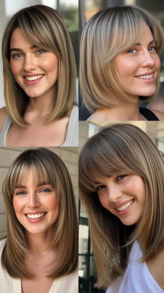 Straight Hair with Wispy Curtain Bangs and Soft Layers