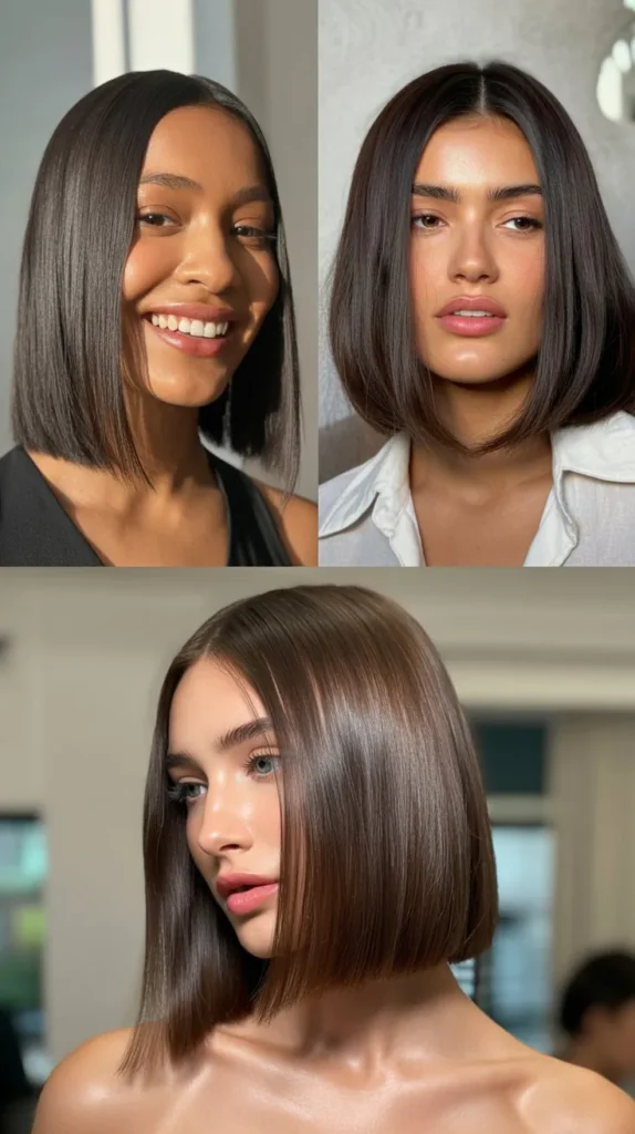 Pin-Straight Hair with Glossy Finish