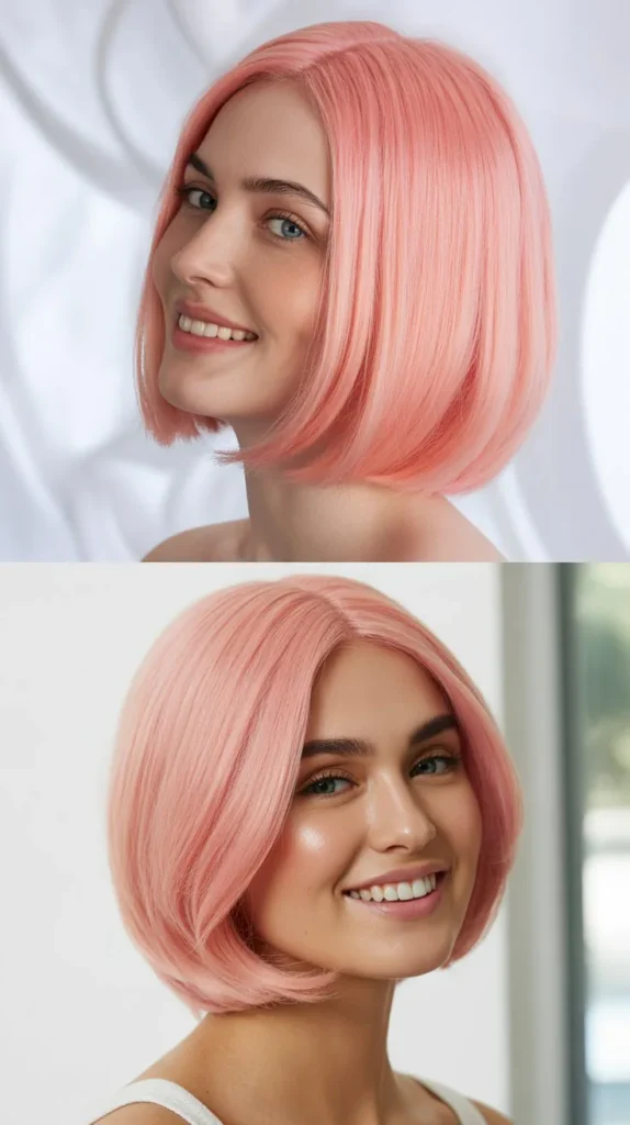 Blush Pink Straight Bob Wig