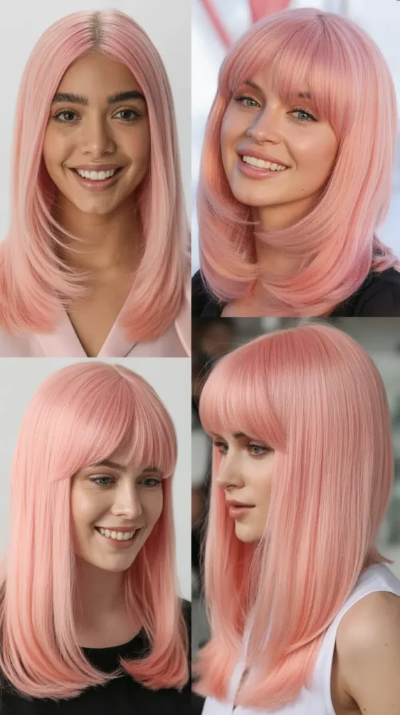 Pastel Pink Long Straight Wig