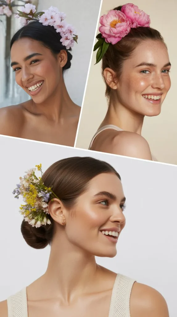 Side-Swept Hair with Floral Clip