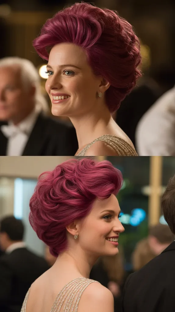 Light Pink Crimped Curtain Bangs Style