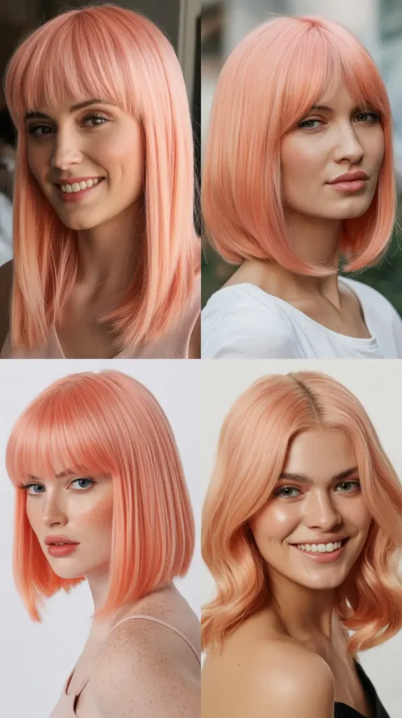 Peach Pink Straight Wig