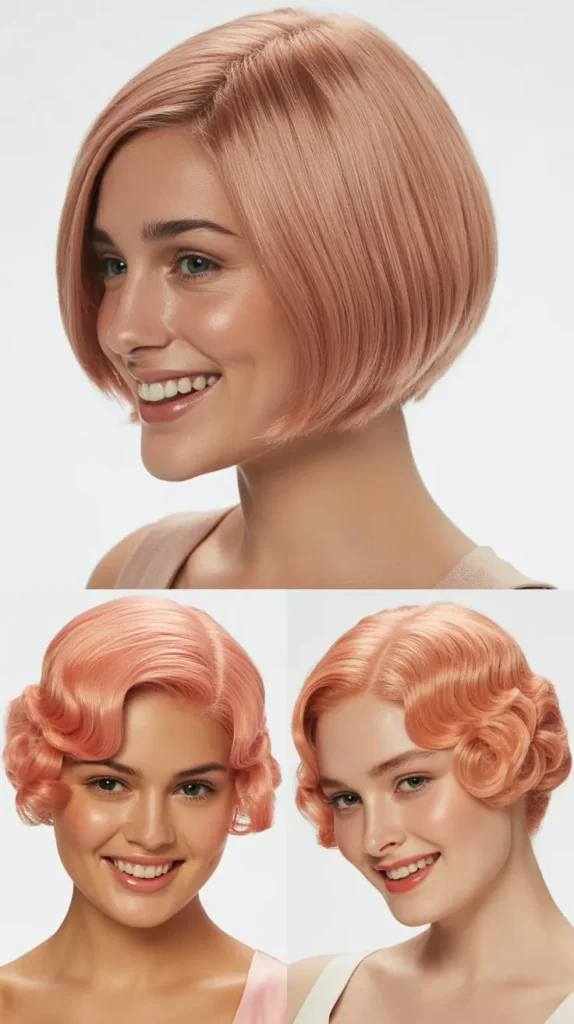 Coral Pink Finger Wave Wig