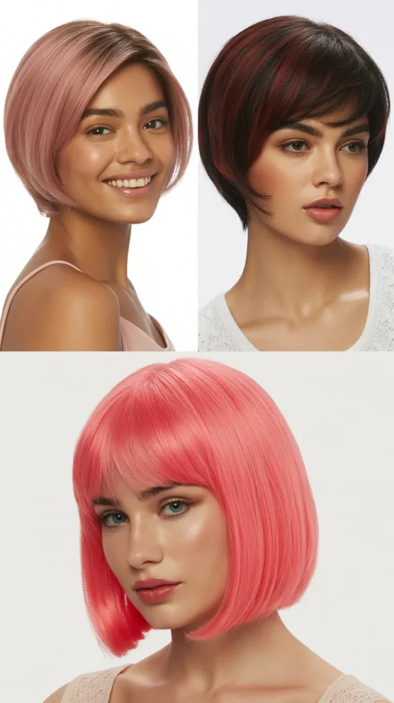 Hot Pink Blunt Cut Bob Wig