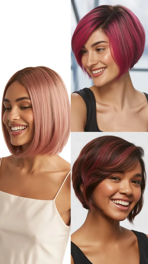 Magenta Asymmetrical Bob Wig
