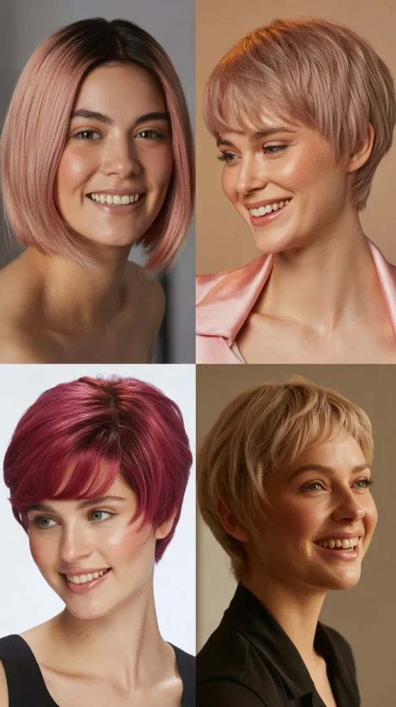 Fuchsia Pixie With Bangs Wig