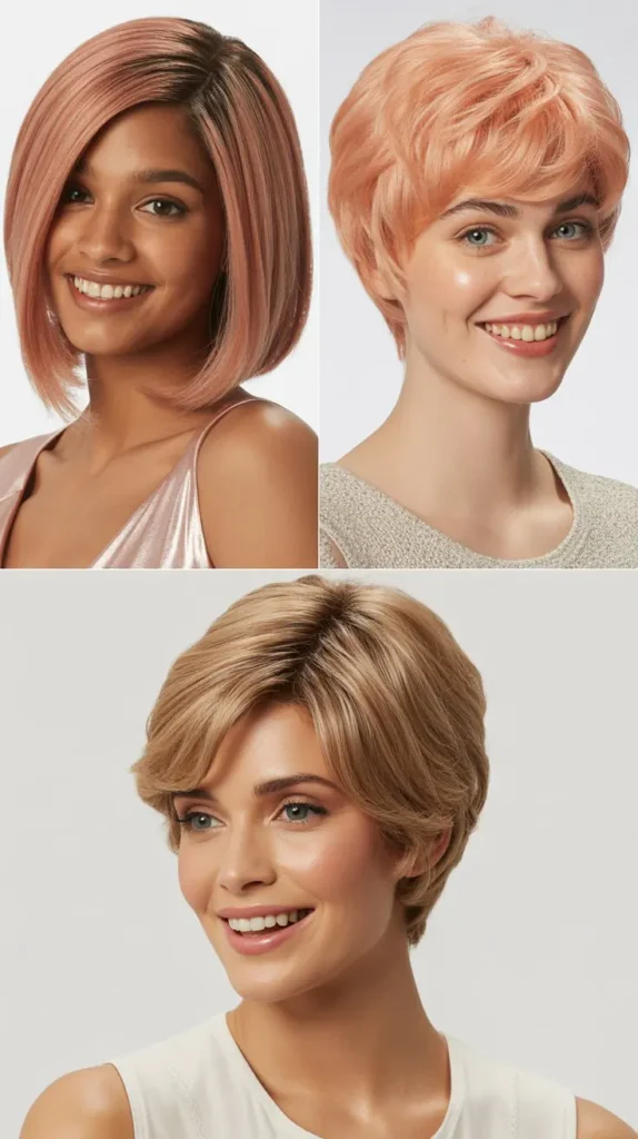 Peachy Pink Textured Pixie Wig