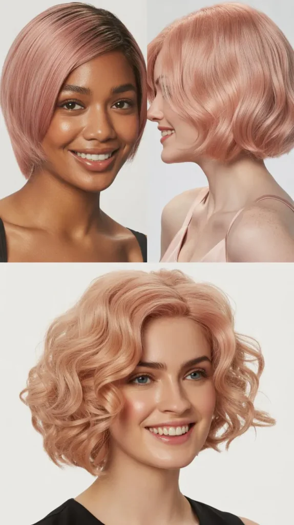 Baby Pink Wavy Bob Wig