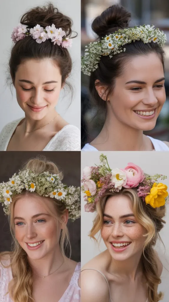 Top Knot with Floral Halo