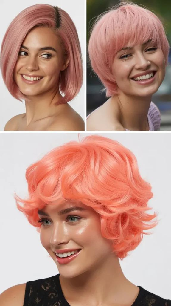 Rose Gold Short Straight Wig