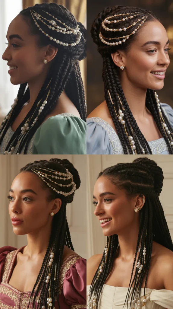 Waterfall Braid on Box Braids