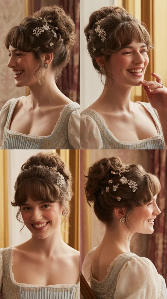 Textured Messy Bun with Jeweled Pins