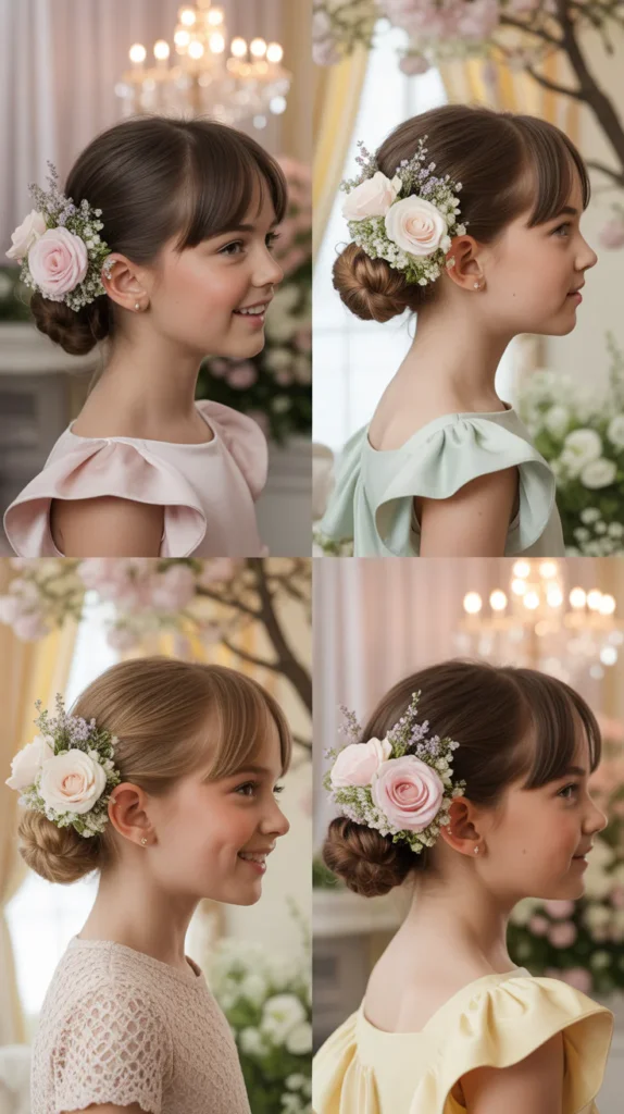 Low Side Bun with Floral Wrap