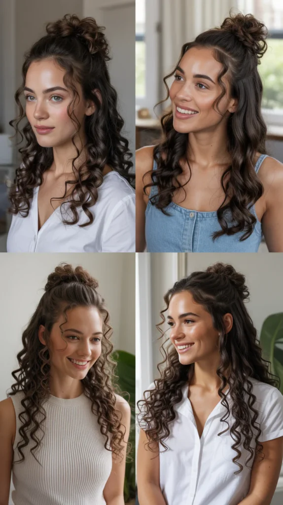 Half-Up with Barrel Curls (Overnight No-Heat)