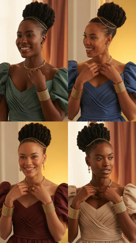 Faux Loc Bun with Gold Accessories