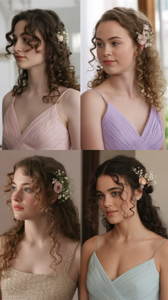 Soft Romantic Curls with Floral Pins