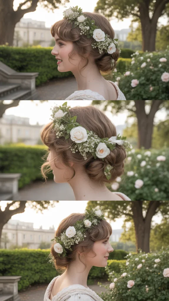  Elaborate Updo with Floral Garland