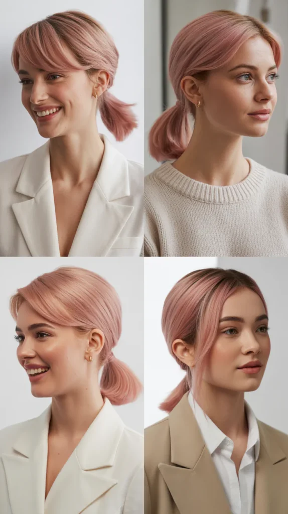Sleek Mid-Length Pink Ponytail